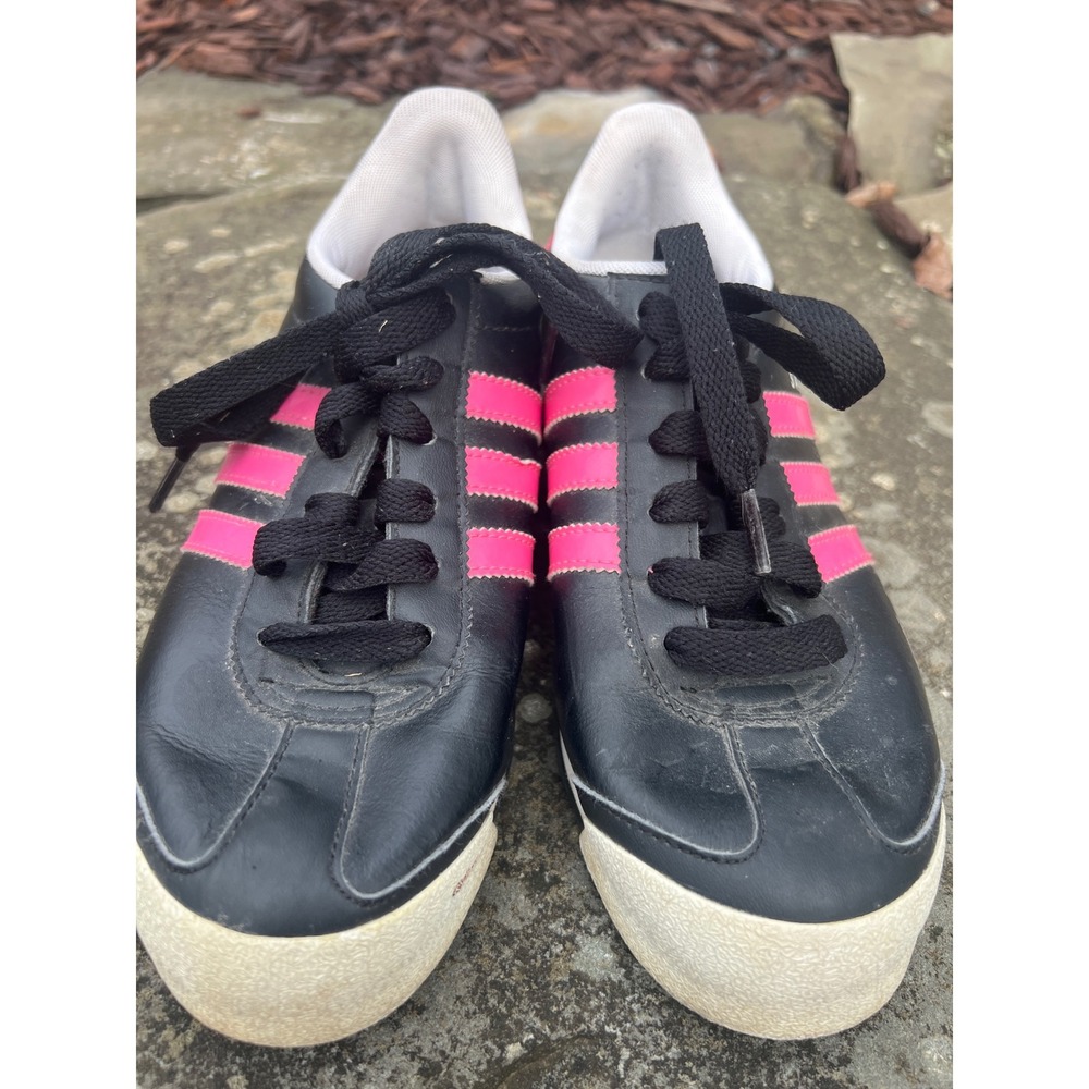 Adidas Samoa Sneakers Black Pink Stripe Casual Shoes Women's - Picture 2 of 7